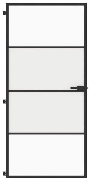 Εσωτερική Πόρτα Μαύρη 93 x 201,5 εκ. Ψημένο Γυαλί & Αλουμίνιο - Μαύρο