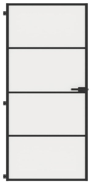 Εσωτερική Πόρτα Μαύρη 93 x 201,5 εκ. Ψημένο Γυαλί & Αλουμίνιο - Μαύρο
