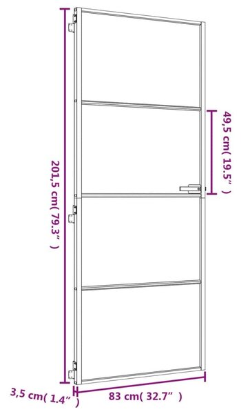 Εσωτερική Πόρτα Χρυσή 83 x 201,5 εκ. Ψημένο Γυαλί & Αλουμίνιο - Μαύρο