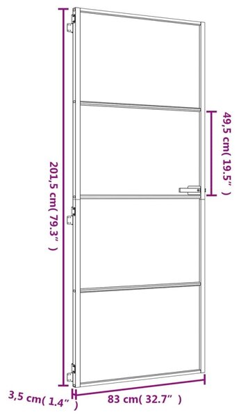 Εσωτερική Πόρτα Χρυσή 83 x 201,5 εκ. Ψημένο Γυαλί & Αλουμίνιο - Μαύρο