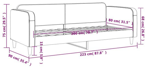 Καναπές Κρεβάτι Ανοιχτό Γκρι 80 x 200 εκ. Υφασμάτινος - Γκρι