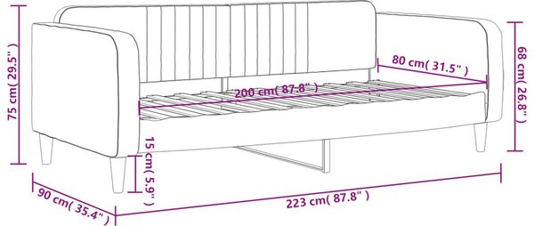 Καναπές Κρεβάτι Κίτρινος 80 x 200 εκ. Βελούδινος - Κίτρινο