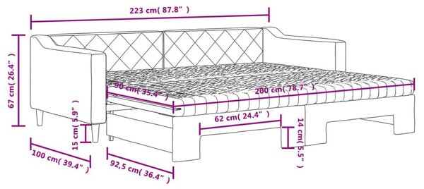 Καναπές Κρεβάτι Συρόμενος Κρεμ 90x200 εκ. Ύφασμα Στρώματα - Κρεμ