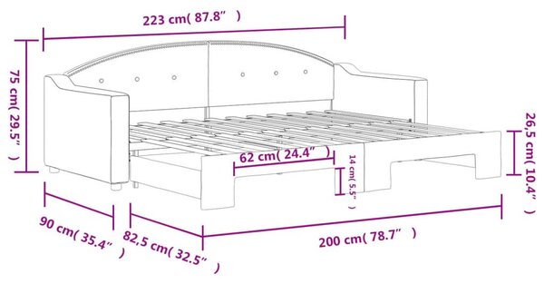 Καναπές Κρεβάτι Συρόμενος Ανοιχτό Γκρι 80 x 200 εκ. Υφασμάτινος - Γκρι