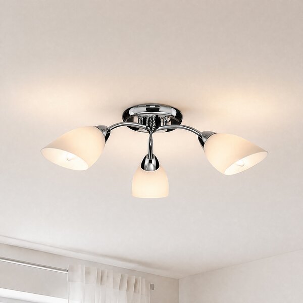 Milagro Lighting Φωτιστικό οροφής Portos, 3 λάμπες, λευκό/χρώμιο, μέταλλο, Ø 54 cm, ρυθμιζόμενος, Λευκό, Σαλόνι / τραπεζαρία, Μέταλλο
