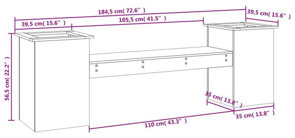 Ζαρντινιέρα Παγκάκι 184,5x39,5x56,5 εκ. από Μασίφ Ξύλο Douglas - Καφέ