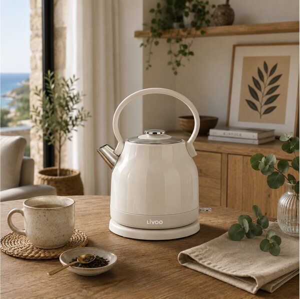 Βραστήρας Retro Livoo DOD202C με χωρητικότητα 1.5L και ισχύ 2200W - Cream