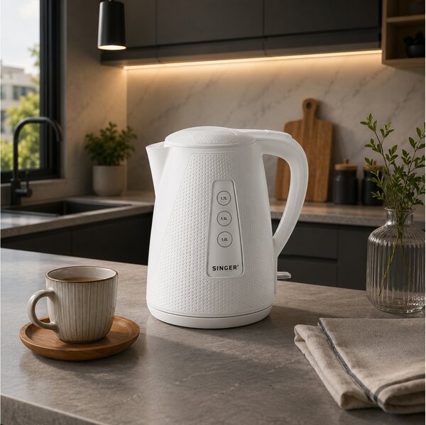 Βραστήρας Singer (SWK-WH800DOTS) 1.7L, 2200W - Λευκό