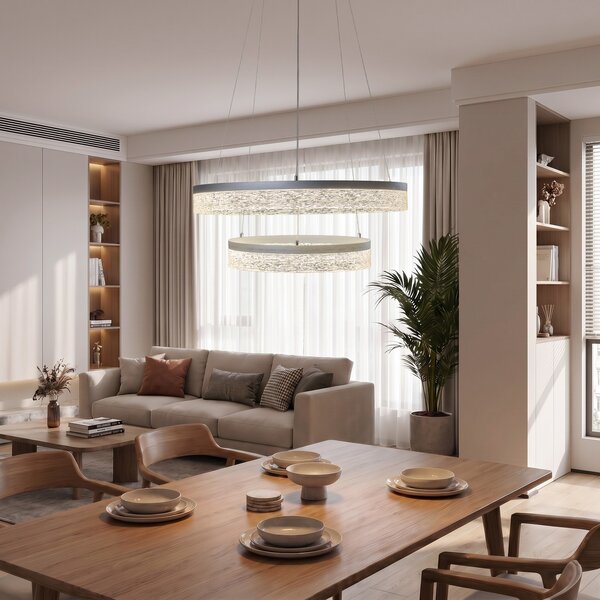 Milagro Lighting Κρεμαστό φωτιστικό LED Gala, ασημί, μέταλλο, Ø 60 cm, 4.000 K, Μεταλλικό, Σαλόνι / τραπεζαρία, Μέταλλο, σύγχρονο