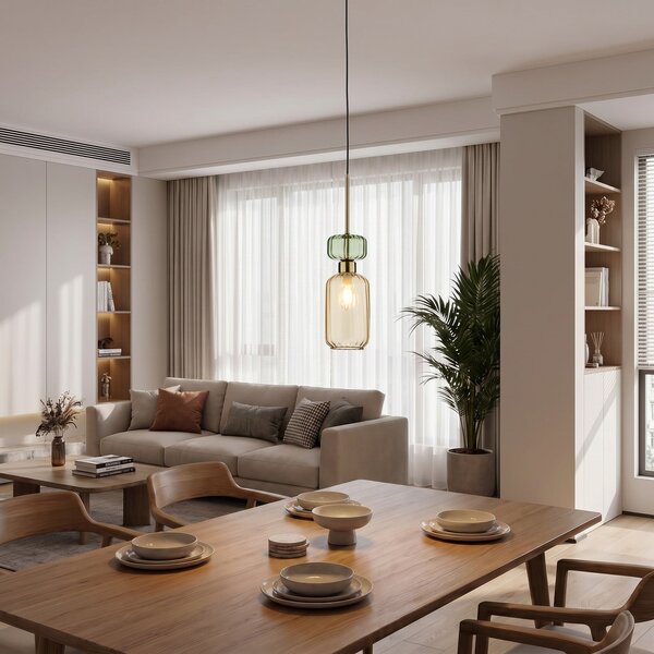 Milagro Lighting Κρεμαστό φωτιστικό Molly, κεχριμπάρι/χρυσό, 1 λάμπα, γυαλί, Ø 12 cm, ρυθμιζόμενος, Πορτοκαλί, Σαλόνι / τραπεζαρία, Γυαλί, σύγχρονο