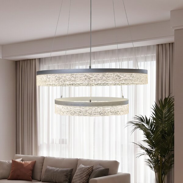Milagro Lighting Κρεμαστό φωτιστικό LED Gala, ασημί, μέταλλο, Ø 60 cm, 4.000 K, Μεταλλικό, Σαλόνι / τραπεζαρία, Μέταλλο, σύγχρονο