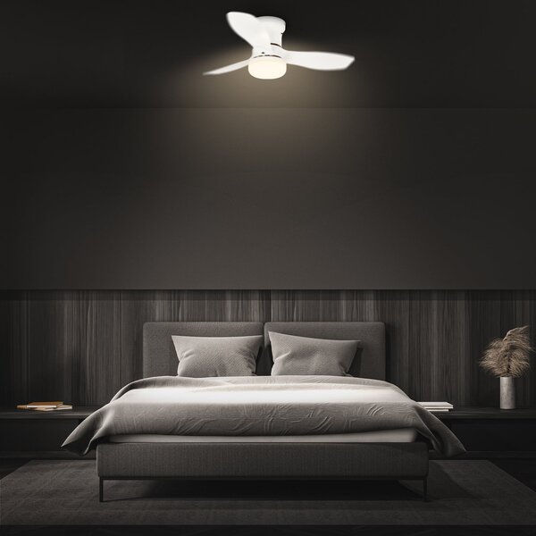 Briloner Ανεμιστήρας οροφής με LED Pan, κινητήρας DC, λευκός, Ø 60 cm, CCT, ρυθμιζόμενος, Λευκό, υπνοδωμάτιο, Πλαστικό, σύγχρονο