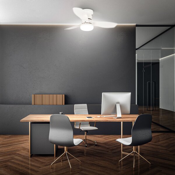 Briloner Ανεμιστήρας οροφής με LED Pan, κινητήρας DC, λευκός, Ø 60 cm, CCT, ρυθμιζόμενος, Λευκό, υπνοδωμάτιο, Πλαστικό, σύγχρονο