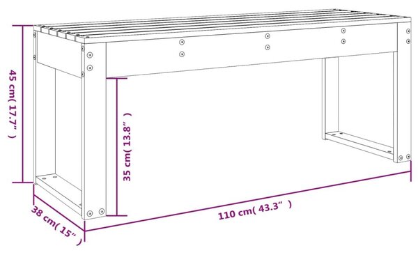 Πάγκος Κήπου Μελί 110x38x45 εκ. από Μασίφ Ξύλο Πεύκου - Καφέ