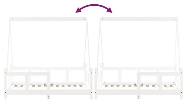 Πλαίσιο Παιδικού Κρεβατιού Λευκό 70 x 140 εκ. Μασίφ Ξύλο Πεύκου - Λευκό