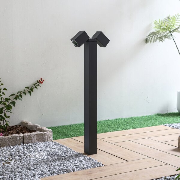 Lindby Φωτιστικό μονοπατιών Othil, 2-φωτο, 80 cm, ανθρακί, μέταλλο, ρυθμιζόμενος, Γκρι, Αλουμίνιο, σύγχρονο