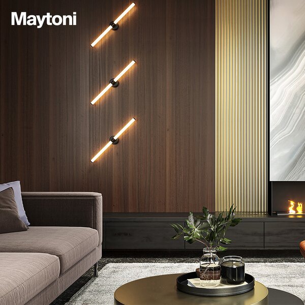 Maytoni LED φωτιστικό τοίχου Axis, χρυσό χρώμα, ύψος 63 cm, Χρυσό / Ορείχαλκου, Σαλόνι / τραπεζαρία, Αλουμίνιο, σύγχρονο