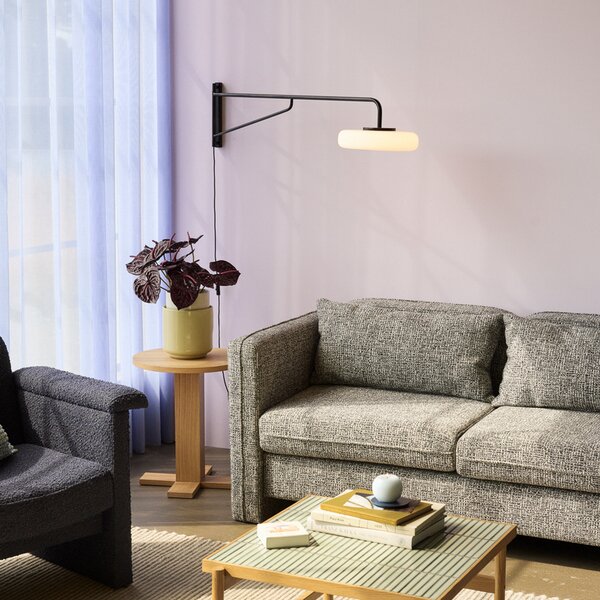 Hübsch Επιτοίχια λάμπα LED Sway, μαύρη, βάθος 120 cm, μέταλλο, Μαύρο, Σαλόνι / τραπεζαρία, Μέταλλο, σύγχρονο