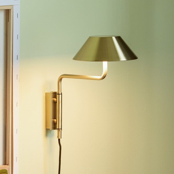 Hübsch Επιτοίχια λάμπα LED COVER, χρώμα ορείχαλκου, βάθος 30 cm, μέταλλο, Χρυσό / Ορείχαλκου, Σαλόνι / τραπεζαρία, Μέταλλο, σύγχρονο