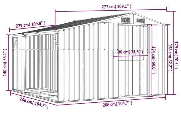 Αποθήκη Κήπου Ανοιχτό Καφέ 277x279x179 εκ. Γαλβανισμένο Ατσάλι - Καφέ