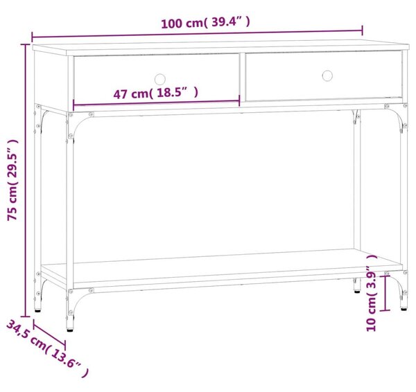 Τραπέζι Κονσόλα Γκρι Sonoma 100x34,5x75 εκ. Επεξεργασμένο Ξύλο - Γκρι