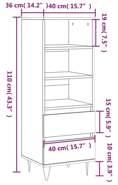 Ντουλάπι Καπνιστή Δρυς 40x36x110 εκ. από Επεξεργασμένο Ξύλο - Καφέ