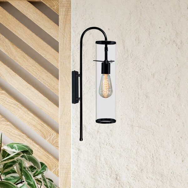 ROYALTECH Φωτιστικό τοίχου Leona, μαύρο, ύψος 57 cm, μέταλλο, E27, ρυθμιζόμενος, Σαλόνι / τραπεζαρία, Μέταλλο, σύγχρονο