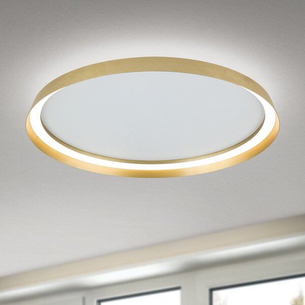 ORION Φωτιστικό οροφής LED Manta, Ø 60 cm, χρυσό χρώμα, αλουμίνιο, πάνω/κάτω, ρυθμιζόμενος, Χρυσό / Ορείχαλκου, Σαλόνι / τραπεζαρία, Αλουμίνιο, σύγχρονο, Οροφή πολλαπλής φλόγας