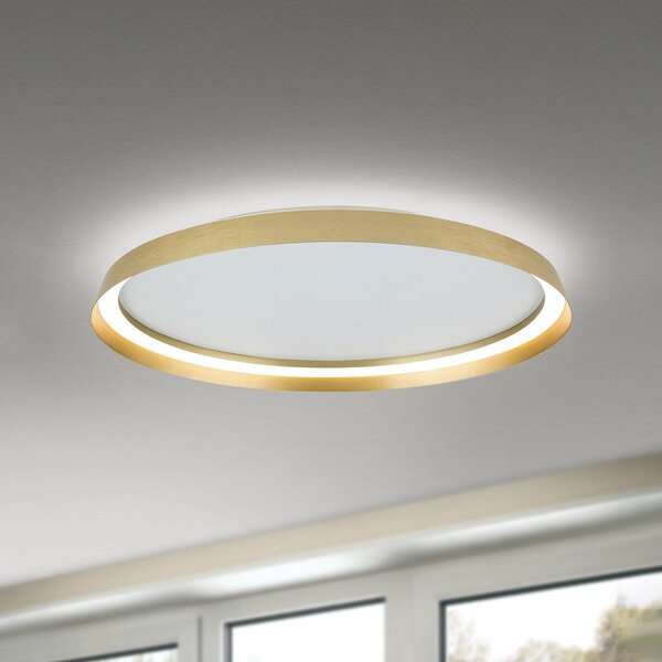 ORION Φωτιστικό οροφής LED Manta, Ø 60 cm, χρυσό χρώμα, αλουμίνιο, πάνω/κάτω, ρυθμιζόμενος, Χρυσό / Ορείχαλκου, Σαλόνι / τραπεζαρία, Αλουμίνιο, σύγχρονο, Οροφή πολλαπλής φλόγας