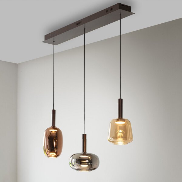 Paul Neuhaus Neuhaus, Irides LED κρεμαστό φωτιστικό, μήκος 90 cm, χρωματιστό, γυαλί, ρυθμιζόμενος, Πολύχρωμο, Σαλόνι / τραπεζαρία, Γυαλί, σύγχρονο