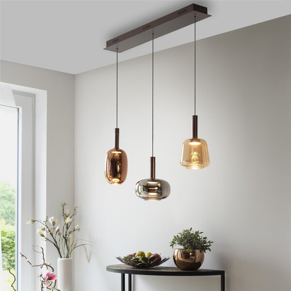 Paul Neuhaus Neuhaus, Irides LED κρεμαστό φωτιστικό, μήκος 90 cm, χρωματιστό, γυαλί, ρυθμιζόμενος, Πολύχρωμο, Σαλόνι / τραπεζαρία, Γυαλί, σύγχρονο