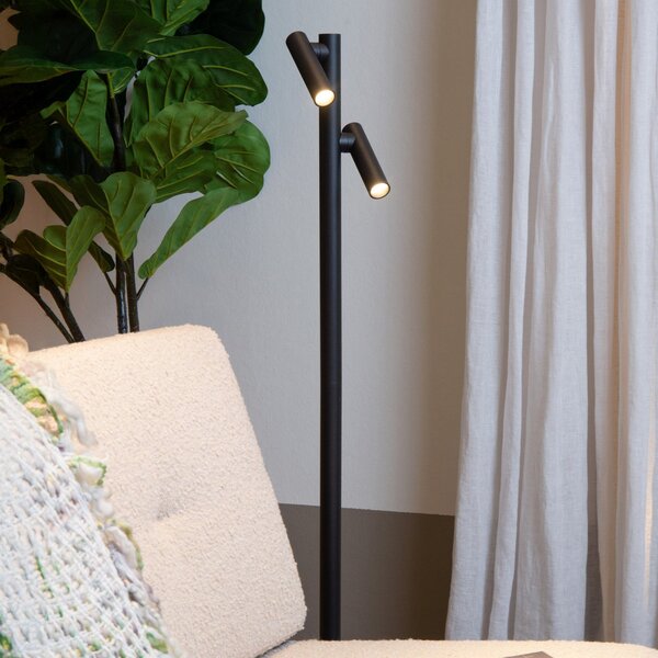 Lucide Antrim LED επαναφορτιζόμενο φωτιστικό δαπέδου, μαύρο, 2-φωτο, IP54, με, ρυθμιζόμενος, Μαύρο, Σαλόνι / τραπεζαρία, Αλουμίνιο, σύγχρονο