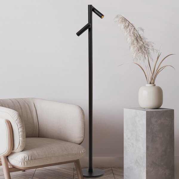 Lucide Antrim LED επαναφορτιζόμενο φωτιστικό δαπέδου, μαύρο, 2-φωτο, IP54, με, ρυθμιζόμενος, Μαύρο, Σαλόνι / τραπεζαρία, Αλουμίνιο, σύγχρονο