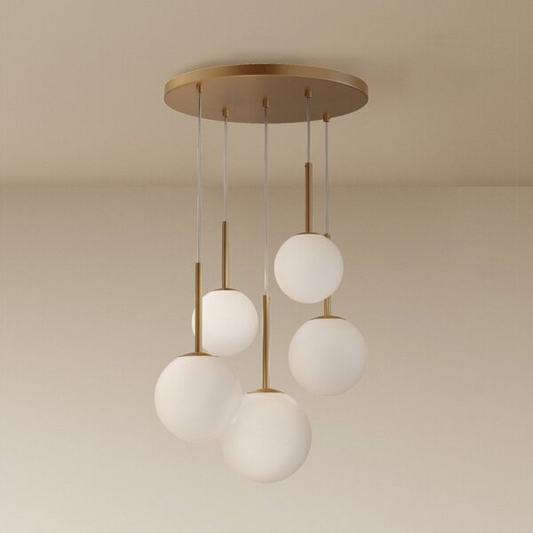 Maytoni κρεμαστό φωτιστικό Basic form, χρυσό, Ø 58 cm 5-φωτο, γυαλί, ρυθμιζόμενος, Χρυσό / Ορείχαλκου, Σαλόνι / τραπεζαρία, Γυαλί, σύγχρονο, Σφαίρα