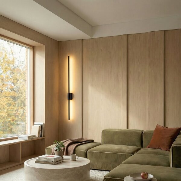TK Lighting Φωτιστικό τοίχου LED Flash, μαύρο, ύψος 108 cm μεταλλικό 1-φωτιστικό, Μαύρο, Σαλόνι / τραπεζαρία, Μέταλλο, σύγχρονο