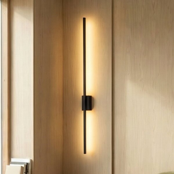 TK Lighting Φωτιστικό τοίχου LED Flash, μαύρο, ύψος 108 cm μεταλλικό 1-φωτιστικό, Μαύρο, Σαλόνι / τραπεζαρία, Μέταλλο, σύγχρονο