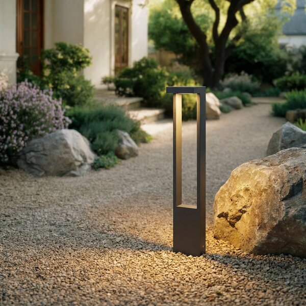 Lindby Φωτιστικό μονοπατιών LED Lonete, ύψος 65 cm, ανθρακί, IP65, Μαύρο, Αλουμίνιο, σύγχρονο