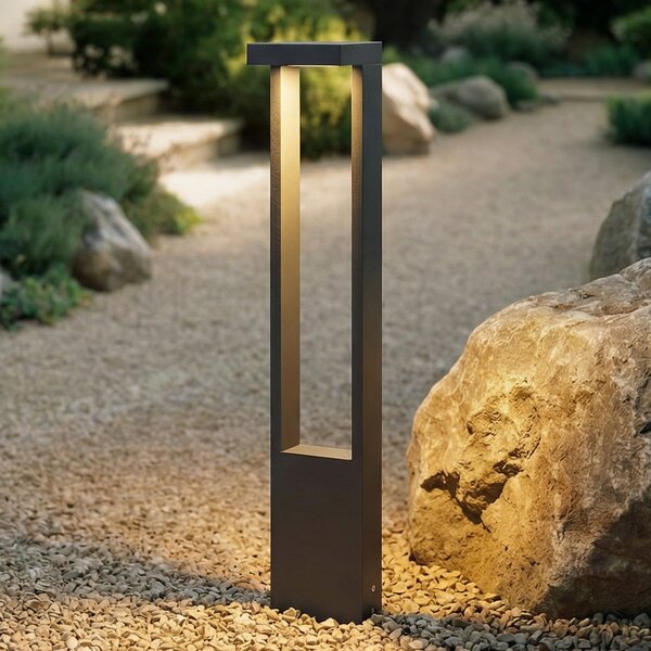 Lindby Φωτιστικό μονοπατιών LED Lonete, ύψος 65 cm, ανθρακί, IP65, Μαύρο, Αλουμίνιο, σύγχρονο