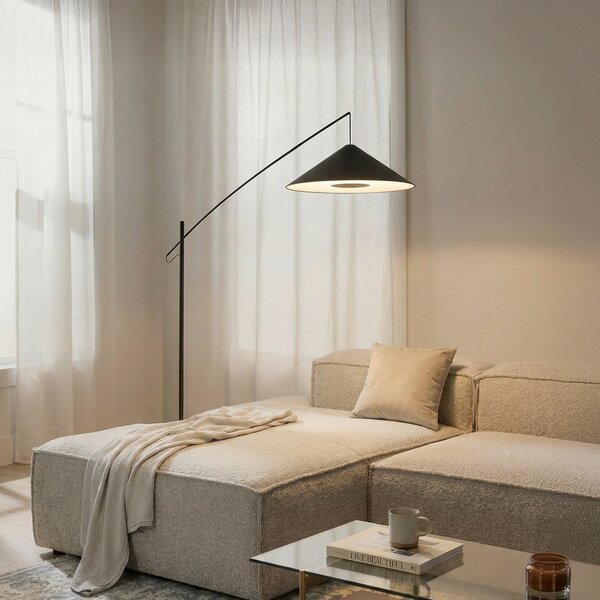 Nowodvorski Lighting Φωτιστικό Poise, μαύρο, ατσάλι, ύφασμα, έκταση 260 cm, Μαύρο, Σαλόνι / τραπεζαρία, Μέταλλο, σύγχρονο, Μόνιμη σκιά