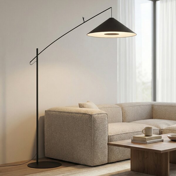 Nowodvorski Lighting Φωτιστικό Poise, μαύρο, ατσάλι, ύφασμα, έκταση 260 cm, Μαύρο, Σαλόνι / τραπεζαρία, Μέταλλο, σύγχρονο, Μόνιμη σκιά