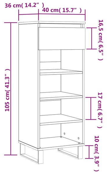 Παπουτσοθήκη Καπνιστή Δρυς 40x36x105 εκ. από Επεξεργασμένο Ξύλο - Καφέ