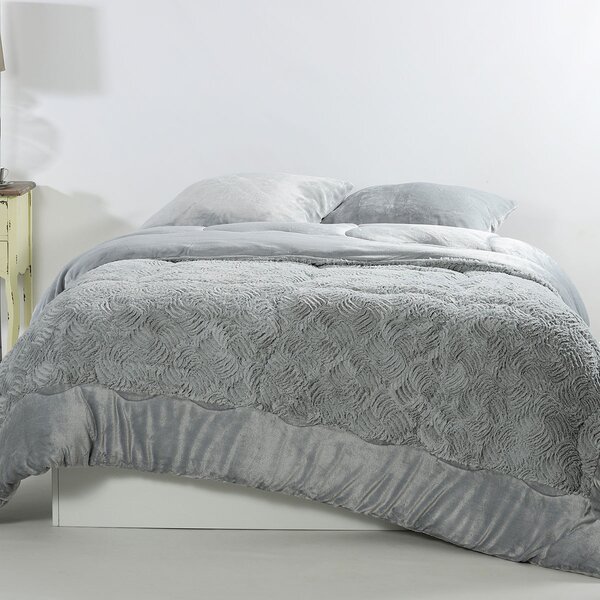 Κουβερτοπάπλωμα King Size (240x260) Silk Fashion Plush Blue Silver