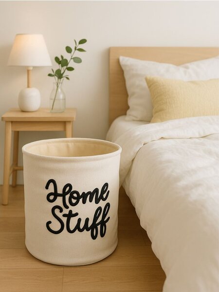 Sinsay - Καλάθι αποθήκευσης με επιγραφή Home Stuff - μπεζ
