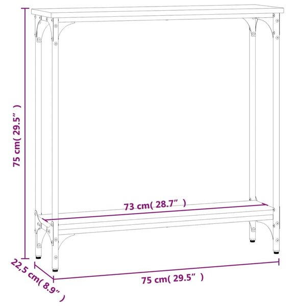 Τραπέζι Κονσόλα Sonoma Δρυς 75x22,5x75 εκ. Επεξεργασμένο Ξύλο - Καφέ