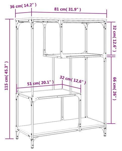 Βιβλιοθήκη Γκρι Sonoma 81 x 36 x 115 εκ. Επεξεργ. Ξύλο / Ατσάλι - Γκρι