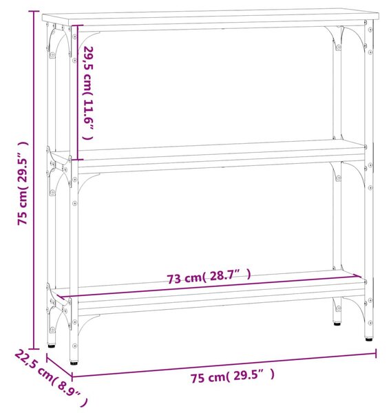 Τραπέζι Κονσόλα Γκρι Sonoma 75x22,5x75 εκ. Επεξεργασμένο Ξύλο - Γκρι