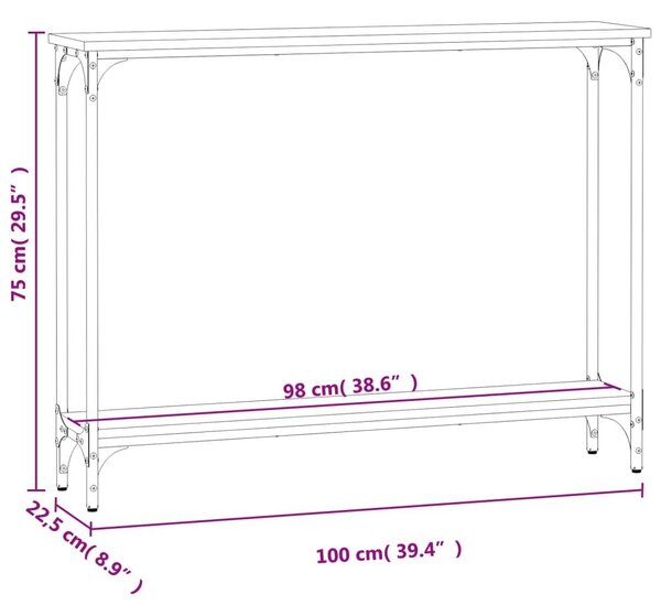 Τραπέζι Κονσόλα Γκρι Sonoma 100x22,5x75 εκ. Επεξεργασμένο Ξύλο - Γκρι