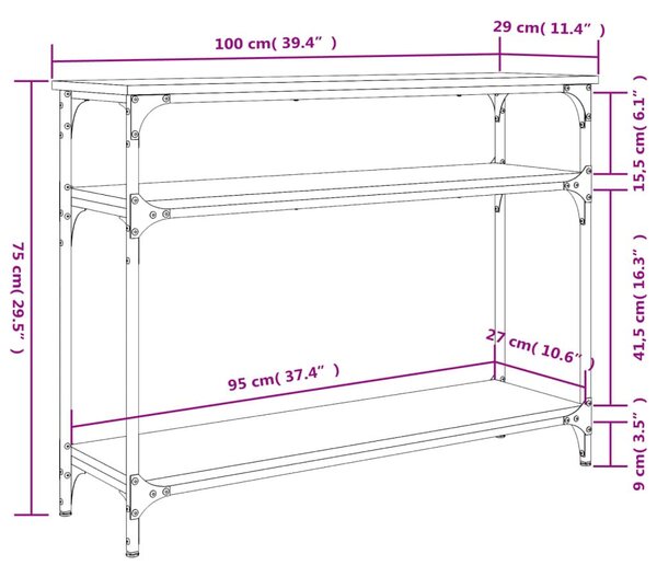 Τραπέζι Κονσόλα Γκρι Sonoma 100x29x75 εκ. Επεξεργασμένο Ξύλο - Γκρι