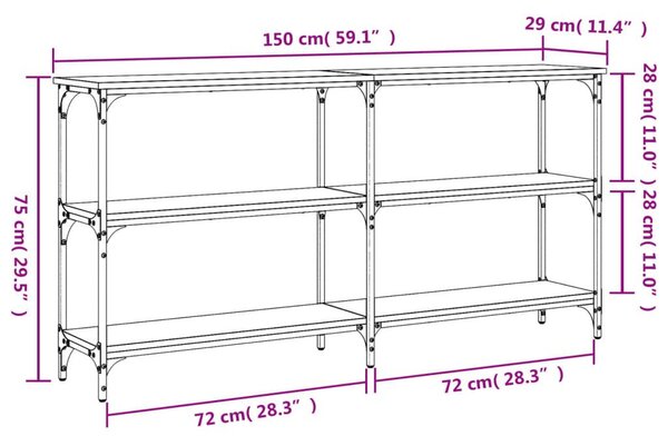 Τραπέζι Κονσόλα Καφέ Δρυς 150x29x75 εκ. Επεξεργασμένο Ξύλο - Καφέ