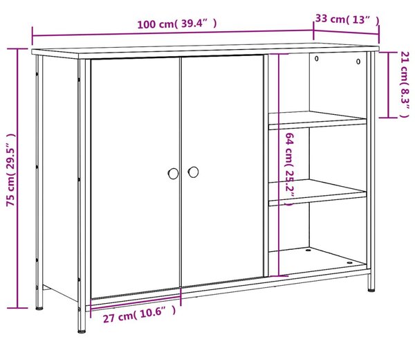 Ντουλάπι Καπνιστή Δρυς 100x33x75 εκ. από Επεξεργασμένο Ξύλο - Καφέ